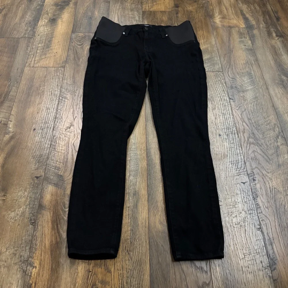 Paige Verdugo Ultra Skinny Maternity Jeans Black Side Elastic Size 30 Stretch